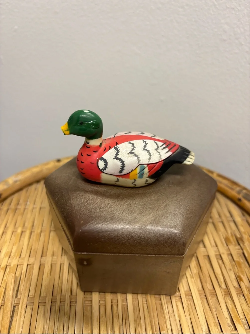 Decorative Duck Figurine box - Red, Green, White